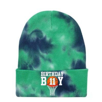 11th Birthday Sport 11 Years Old Basketball 11 Tie Dye 12in Knit Beanie