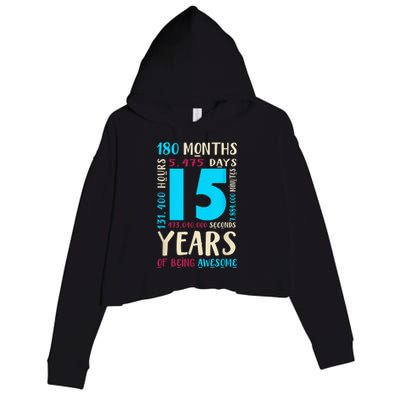 15th Birthday Shirt for  Gift for 15 Year Old Boy Girl Crop Fleece Hoodie