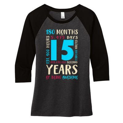 15th Birthday Shirt for  Gift for 15 Year Old Boy Girl Women's Tri-Blend 3/4-Sleeve Raglan Shirt