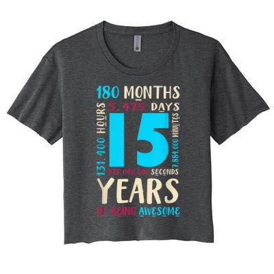 15th Birthday Shirt for  Gift for 15 Year Old Boy Girl Women's Crop Top Tee