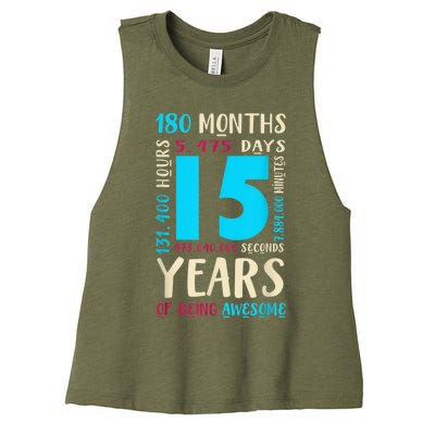 15th Birthday Shirt for  Gift for 15 Year Old Boy Girl Women's Racerback Cropped Tank