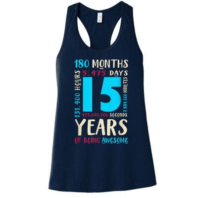 15th Birthday Shirt for  Gift for 15 Year Old Boy Girl Women's Racerback Tank