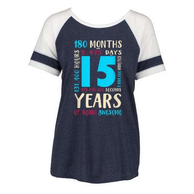 15th Birthday Shirt for  Gift for 15 Year Old Boy Girl Enza Ladies Jersey Colorblock Tee