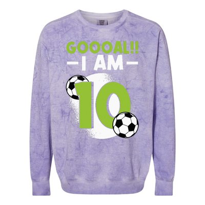 10th Birthday Soccer Themed Birthday 10 Years Old Colorblast Crewneck Sweatshirt