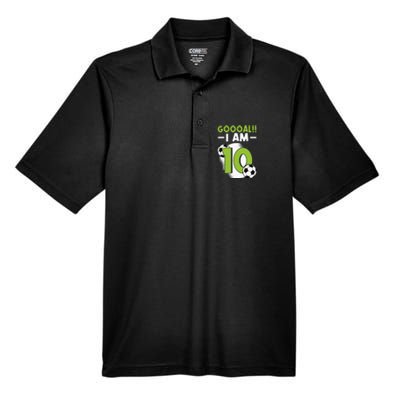 10th Birthday Soccer Themed Birthday 10 Years Old Men's Origin Performance Pique Polo