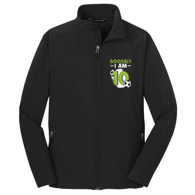 10th Birthday Soccer Themed Birthday 10 Years Old Core Soft Shell Jacket