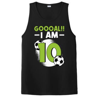 10th Birthday Soccer Themed Birthday 10 Years Old PosiCharge Competitor Tank