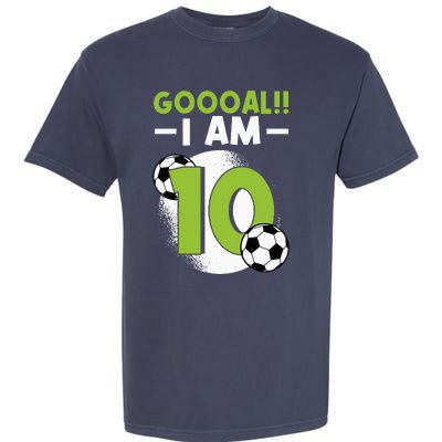 10th Birthday Soccer Themed Birthday 10 Years Old Garment-Dyed Heavyweight T-Shirt