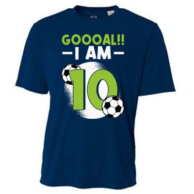 10th Birthday Soccer Themed Birthday 10 Years Old Cooling Performance Crew T-Shirt