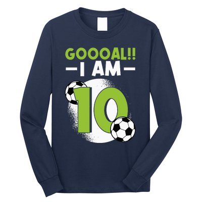 10th Birthday Soccer Themed Birthday 10 Years Old Long Sleeve Shirt