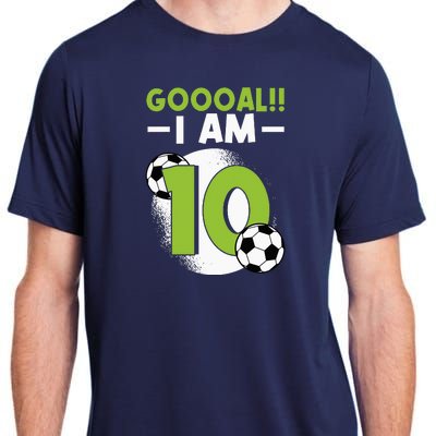 10th Birthday Soccer Themed Birthday 10 Years Old Adult ChromaSoft Performance T-Shirt