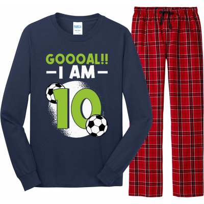 10th Birthday Soccer Themed Birthday 10 Years Old Long Sleeve Pajama Set