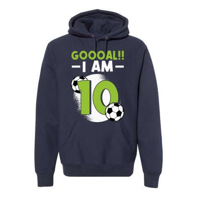 10th Birthday Soccer Themed Birthday 10 Years Old Premium Hoodie