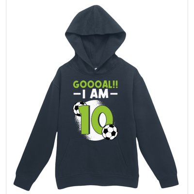 10th Birthday Soccer Themed Birthday 10 Years Old Urban Pullover Hoodie