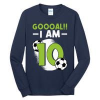 10th Birthday Soccer Themed Birthday 10 Years Old Tall Long Sleeve T-Shirt