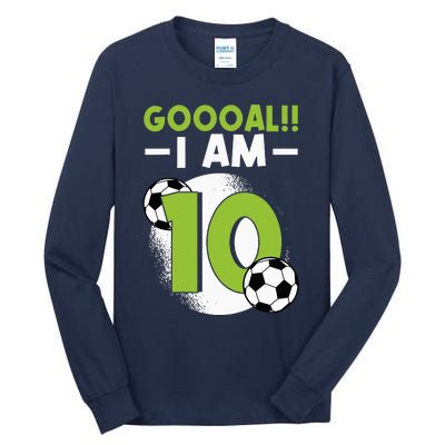 10th Birthday Soccer Themed Birthday 10 Years Old Tall Long Sleeve T-Shirt