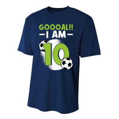 10th Birthday Soccer Themed Birthday 10 Years Old Performance Sprint T-Shirt