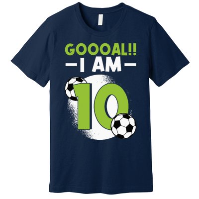 10th Birthday Soccer Themed Birthday 10 Years Old Premium T-Shirt