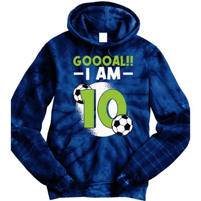 10th Birthday Soccer Themed Birthday 10 Years Old Tie Dye Hoodie