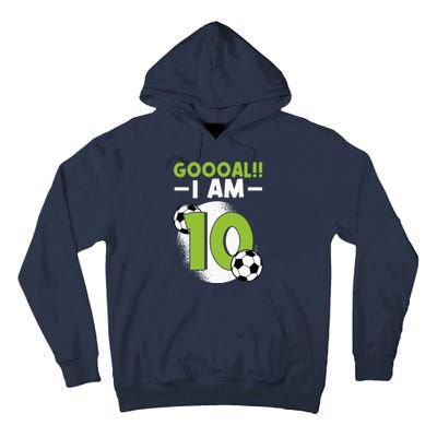 10th Birthday Soccer Themed Birthday 10 Years Old Tall Hoodie