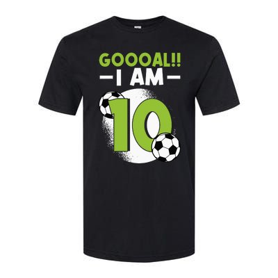 10th Birthday Soccer Themed Birthday 10 Years Old Softstyle CVC T-Shirt