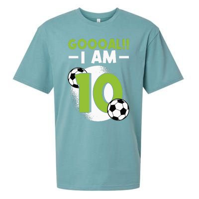 10th Birthday Soccer Themed Birthday 10 Years Old Sueded Cloud Jersey T-Shirt