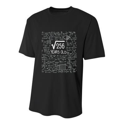 16th Birthday Square Root Of 256 16 Years Old Youth Performance Sprint T-Shirt