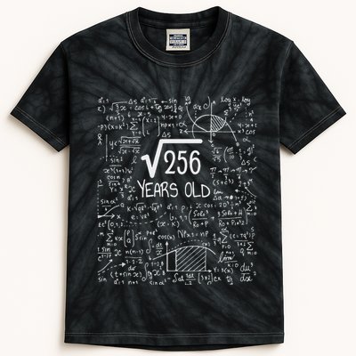 16th Birthday Square Root Of 256 16 Years Old Kids Tie-Dye T-Shirt
