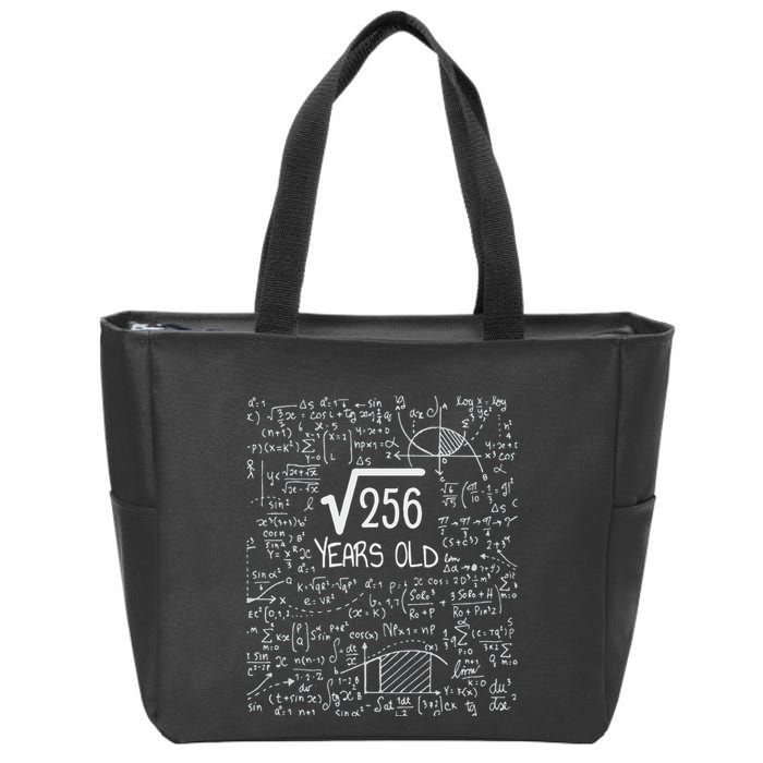 16th Birthday Square Root Of 256 16 Years Old Zip Tote Bag