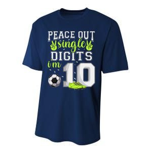 10th Birthday  Soccer Peace Out Single Digits Performance Sprint T-Shirt