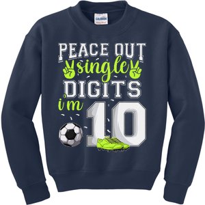 10th Birthday  Soccer Peace Out Single Digits Kids Sweatshirt