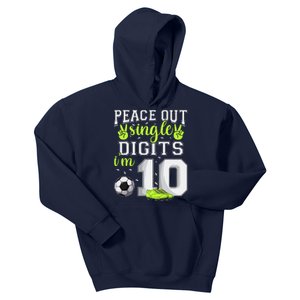 10th Birthday  Soccer Peace Out Single Digits Kids Hoodie