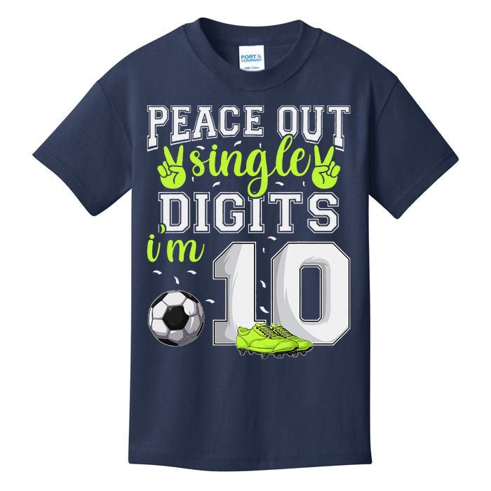 10th Birthday  Soccer Peace Out Single Digits Kids T-Shirt