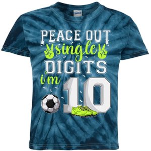 10th Birthday  Soccer Peace Out Single Digits Kids Tie-Dye T-Shirt