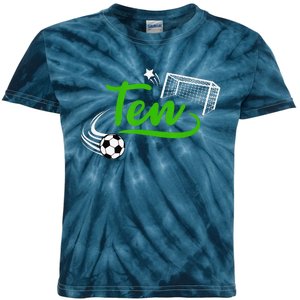 10th Birthday Soccer Ten Year Old Soccer Player Kids Tie-Dye T-Shirt