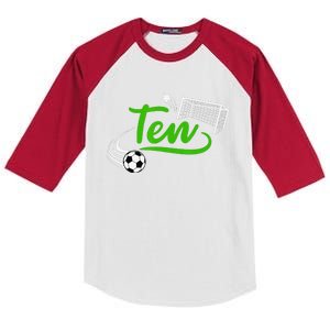 10th Birthday Soccer Ten Year Old Soccer Player Kids Colorblock Raglan Jersey