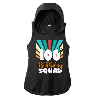 100th Birthday Squad 100 Years Old Ladies PosiCharge Tri-Blend Wicking Draft Hoodie Tank