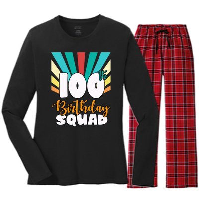 100th Birthday Squad 100 Years Old Women's Long Sleeve Flannel Pajama Set 