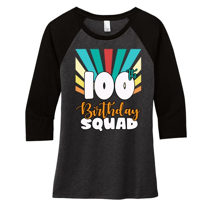 100th Birthday Squad 100 Years Old Women's Tri-Blend 3/4-Sleeve Raglan Shirt