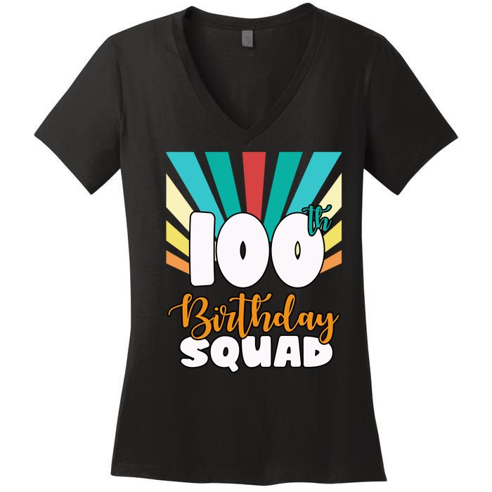 100th Birthday Squad 100 Years Old Women's V-Neck T-Shirt