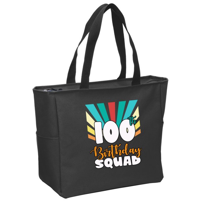 100th Birthday Squad 100 Years Old Zip Tote Bag