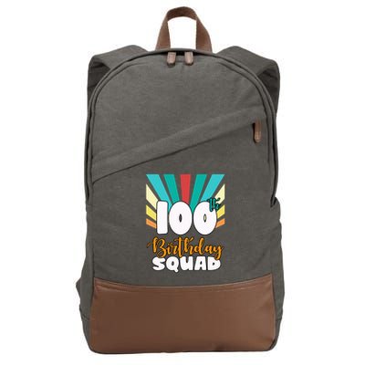 100th Birthday Squad 100 Years Old Cotton Canvas Backpack