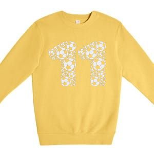 11th Birthday Soccer Graphic 11 Years Premium Crewneck Sweatshirt