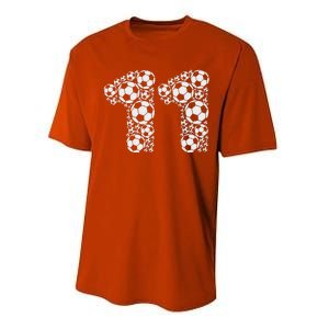 11th Birthday Soccer Graphic 11 Years Performance Sprint T-Shirt