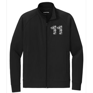 11th Birthday Soccer Graphic 11 Years Stretch Full-Zip Cadet Jacket