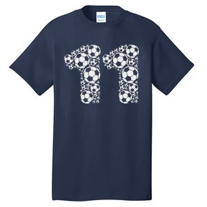 11th Birthday Soccer Graphic 11 Years Tall T-Shirt