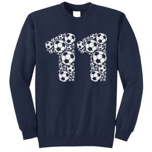 11th Birthday Soccer Graphic 11 Years Tall Sweatshirt