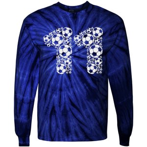 11th Birthday Soccer Graphic 11 Years Tie-Dye Long Sleeve Shirt