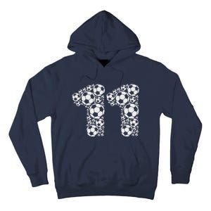 11th Birthday Soccer Graphic 11 Years Tall Hoodie