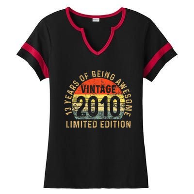 13yr BDay Son 2010 Funny 13th 13 Year Old Birthday Ladies Halftime Notch Neck Tee